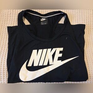 Nike Black Racerback Tank Top with White Logo